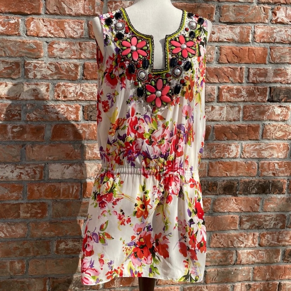 Beaded Goddess beaded floral minidress / S / Excellent condition